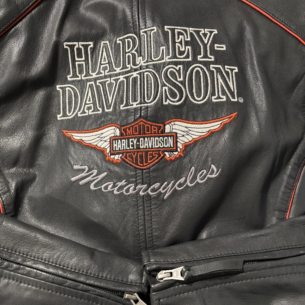 Harley-Davidson Women's Epoch Leather Jacket Black with Orange piping Size XL - Picture 4 of 16